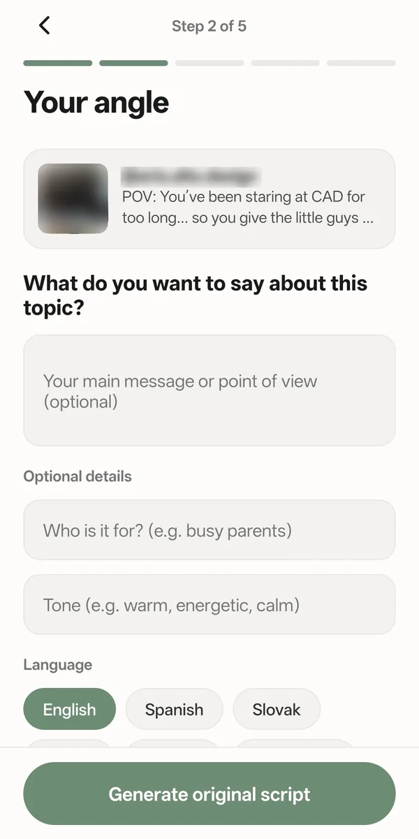 Step 3: add your own message, audience, tone and language